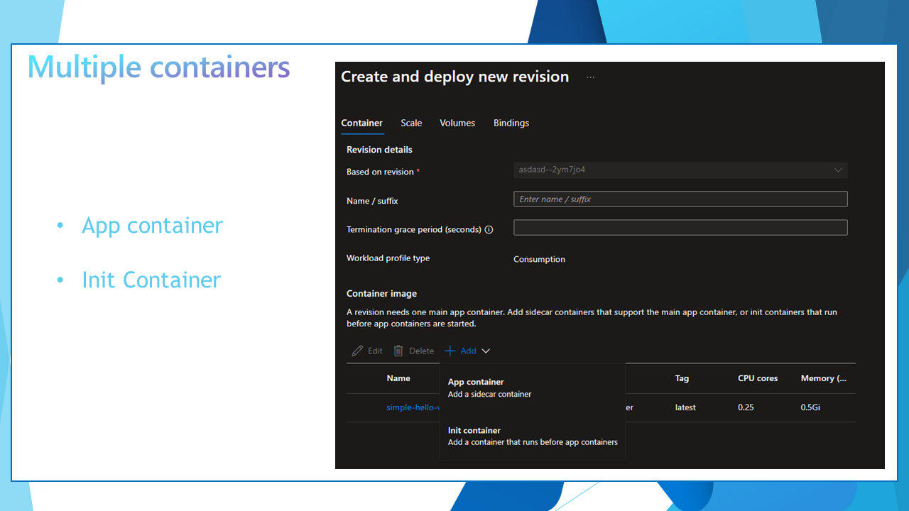 Azure Container Apps - Container Types