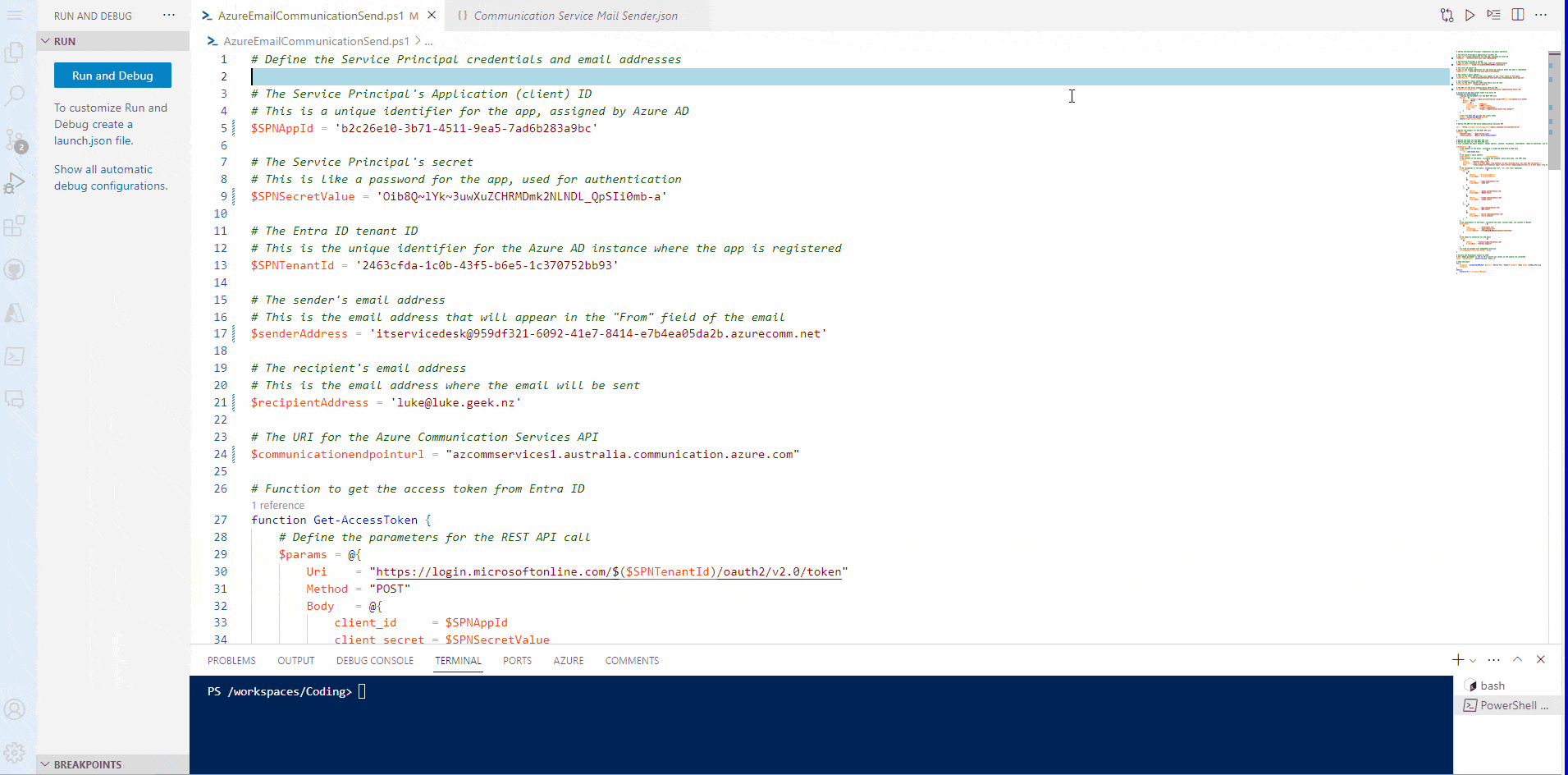 Azure Communication Services - Test sending an email
