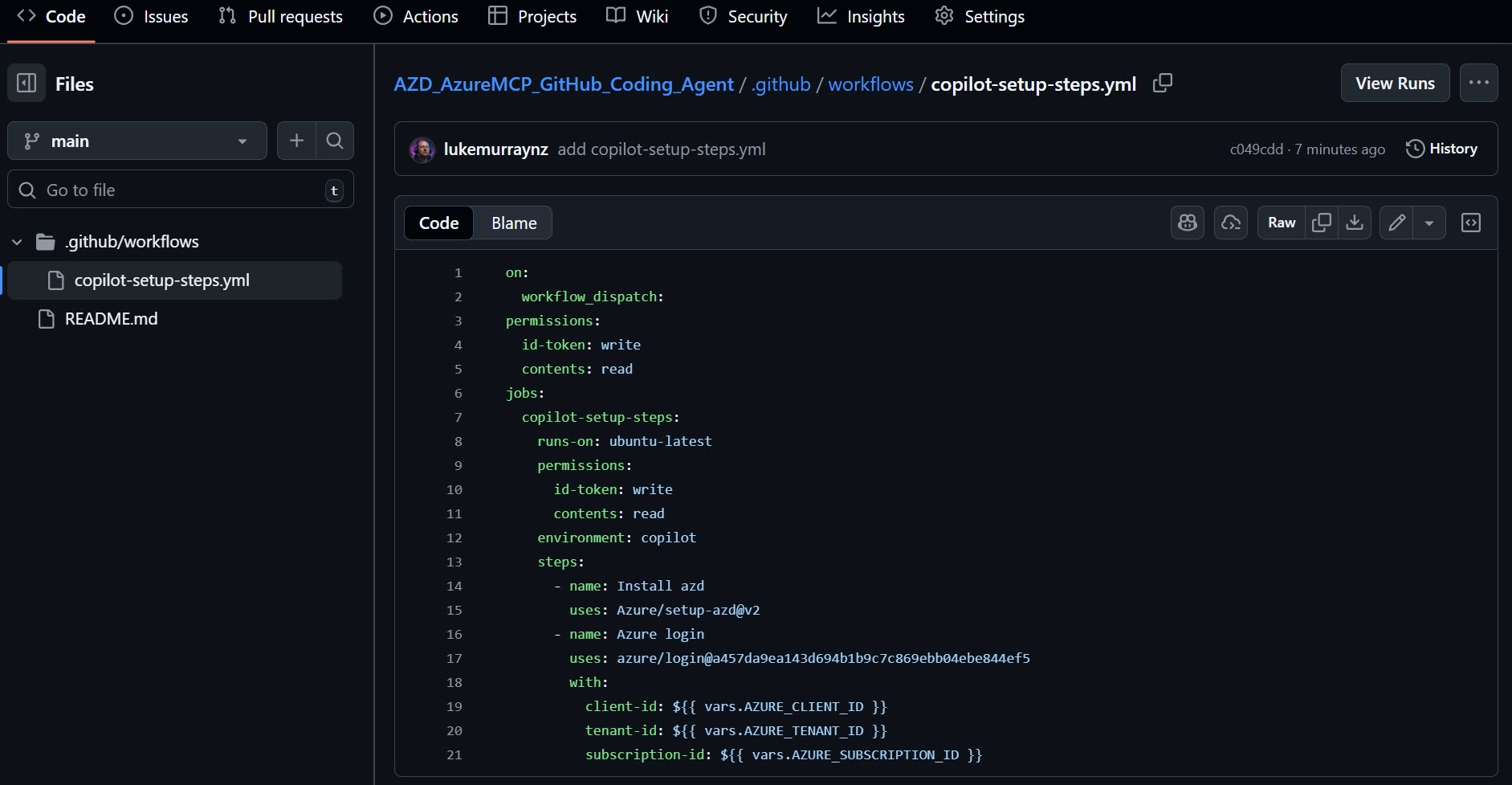 AZD GitHub Actions Workflow