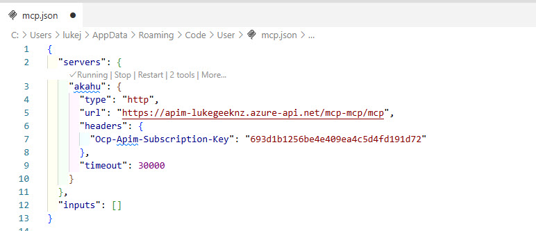 Akahu MCP mcp.json