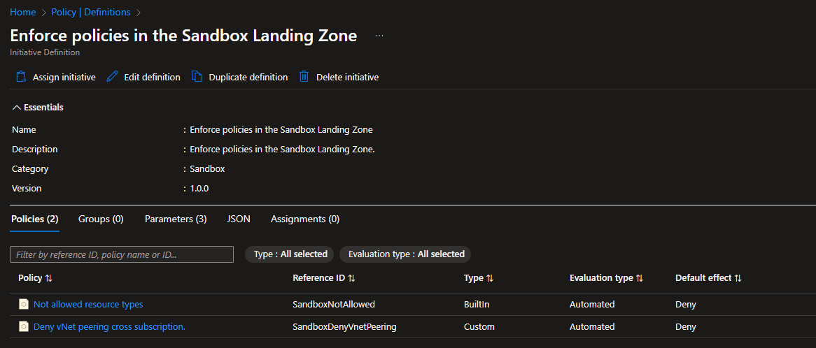 Azure Policy - Azure Landing Zones - Initiative