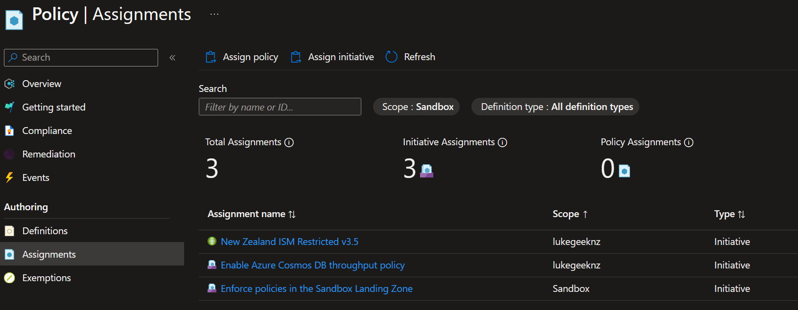 Azure Policy Assignment