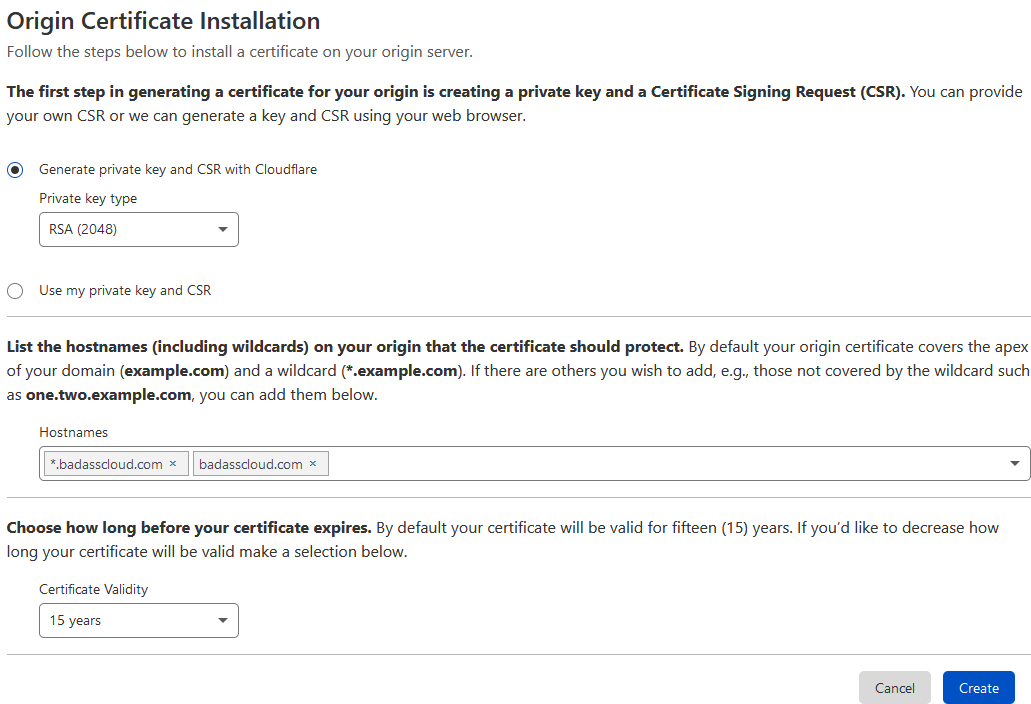 Cloudflare - Origin Certificate
