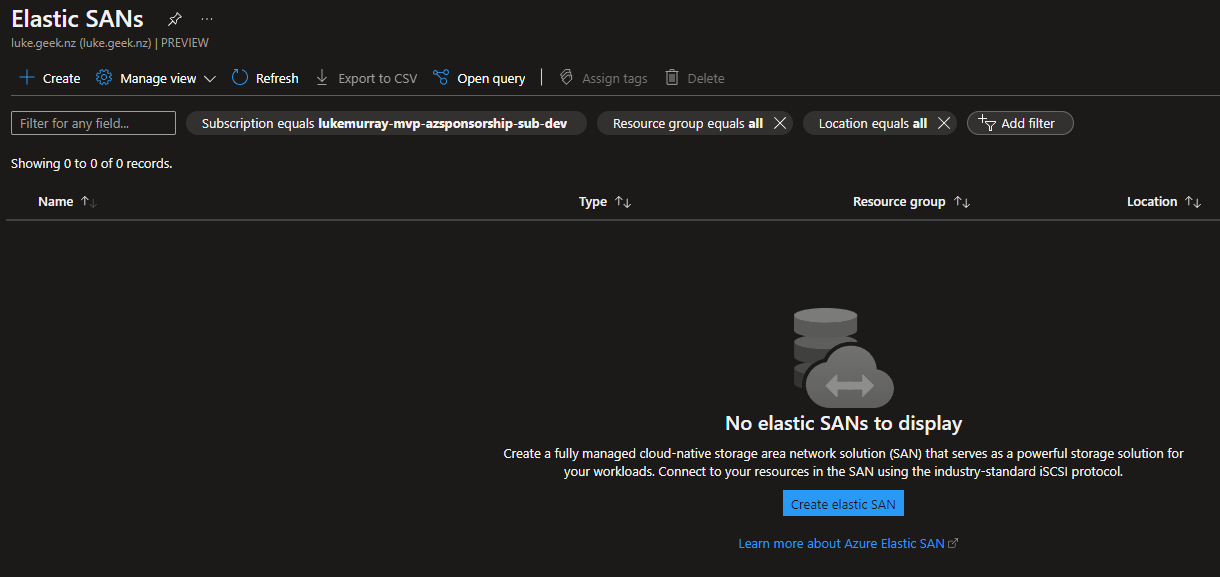 Create Azure Elastic SAN using the Azure Portal