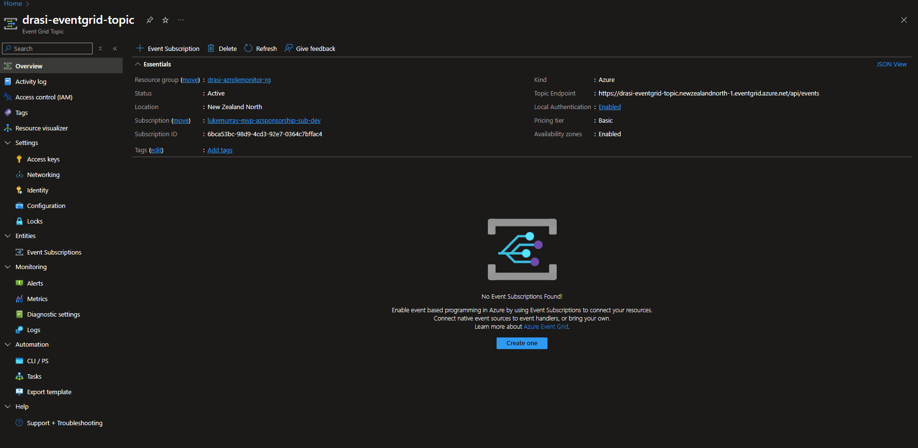 Create Event Grid Subscription