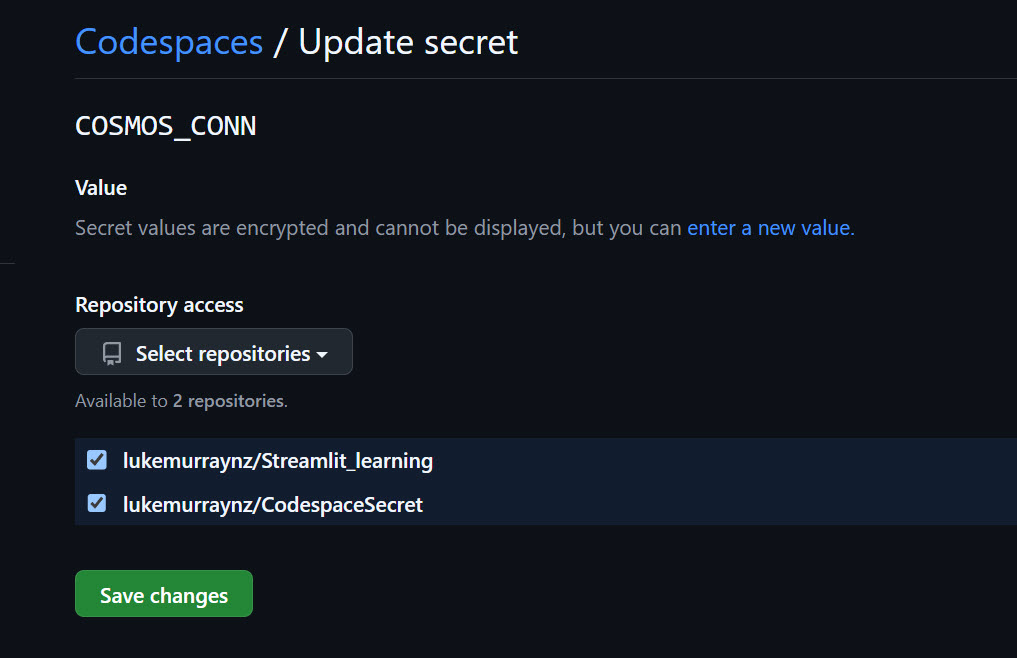 GitHub - Codespace Secrets