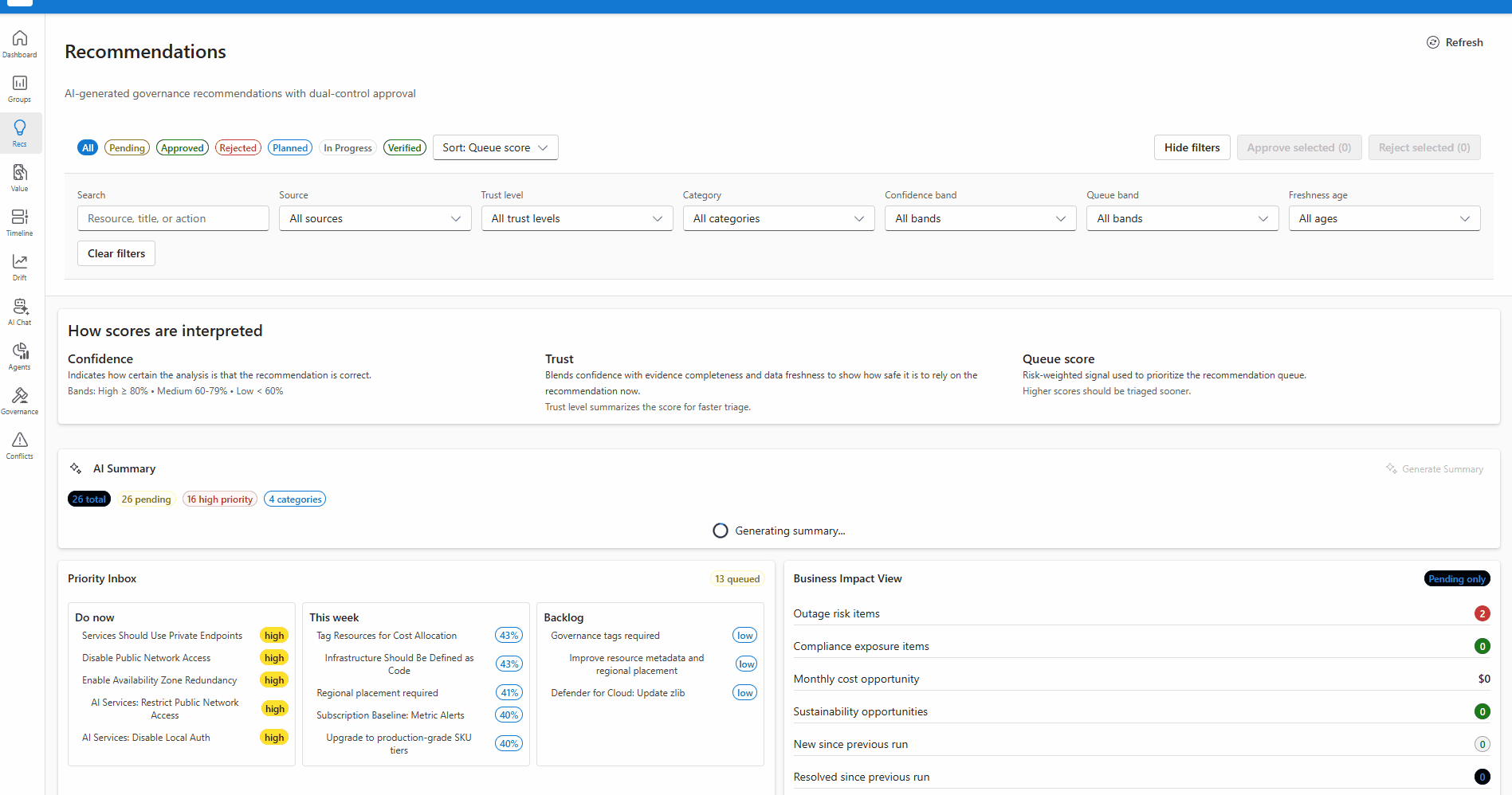 NimbusIQ Recommendations and approval workflow