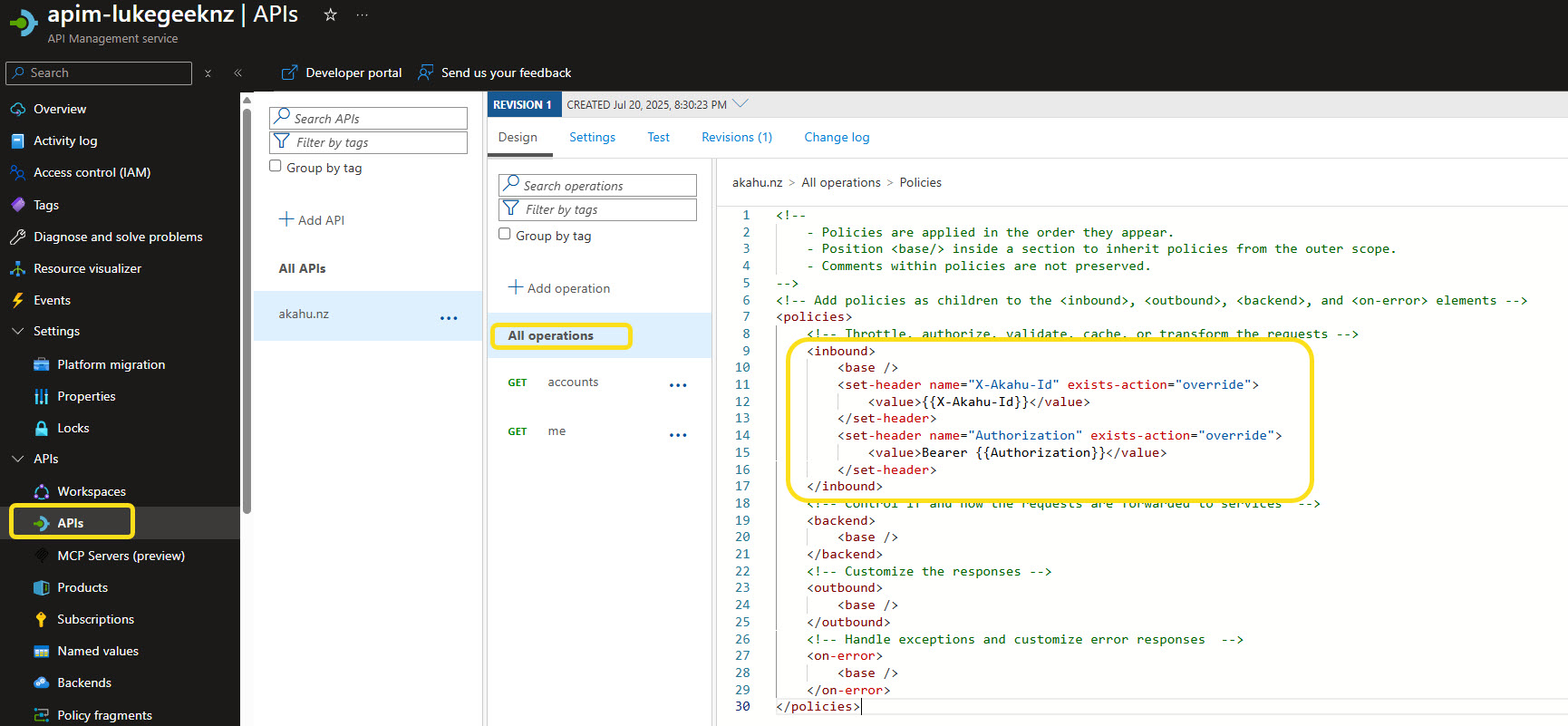 Add header values