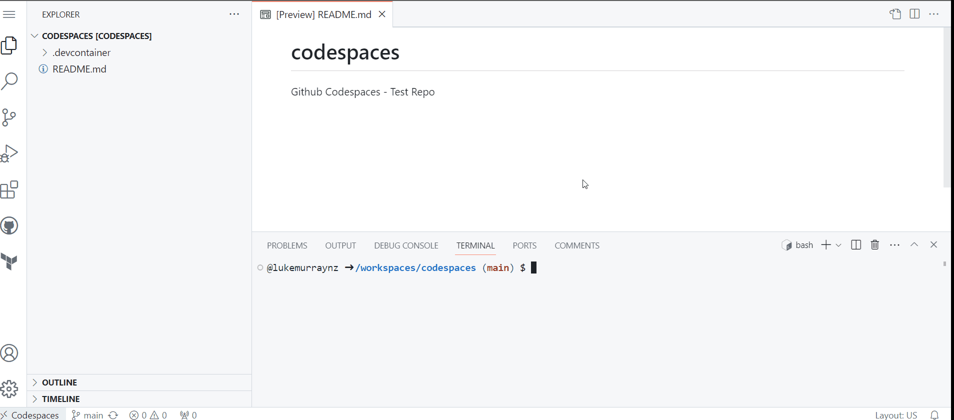 Github Codespaces - Terraform init