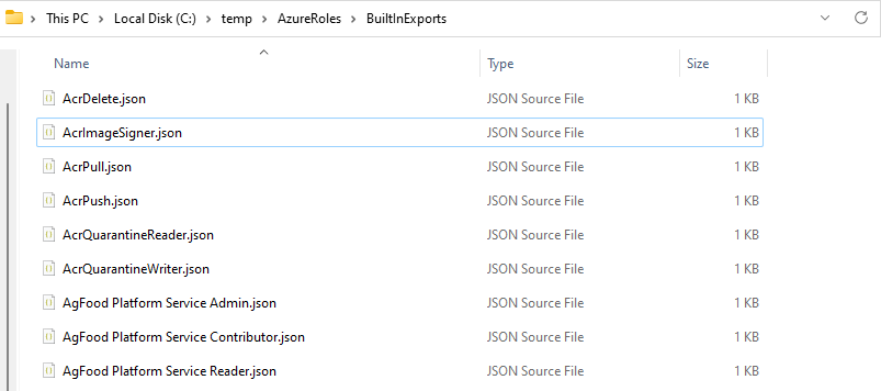 Azure Role - JSON files