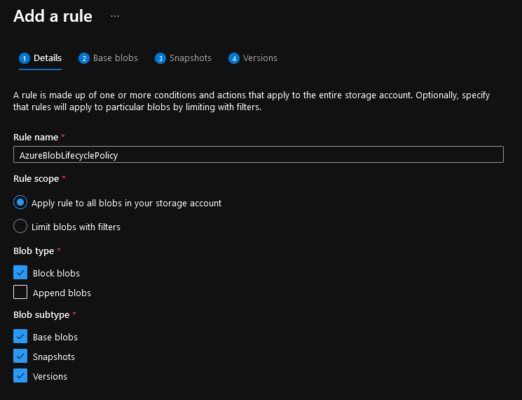 Azure Blob Lifecycle Policy