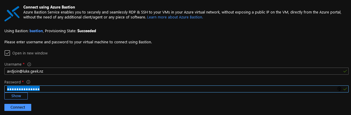 Azure - Connect to Bastion
