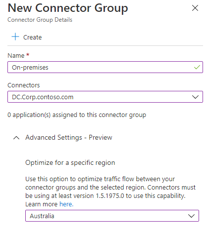 Azure AD Application Proxy - New Connector Group