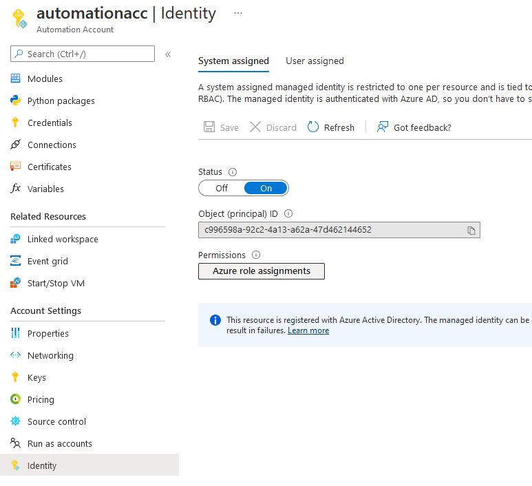 Azure Automation Account managed identity