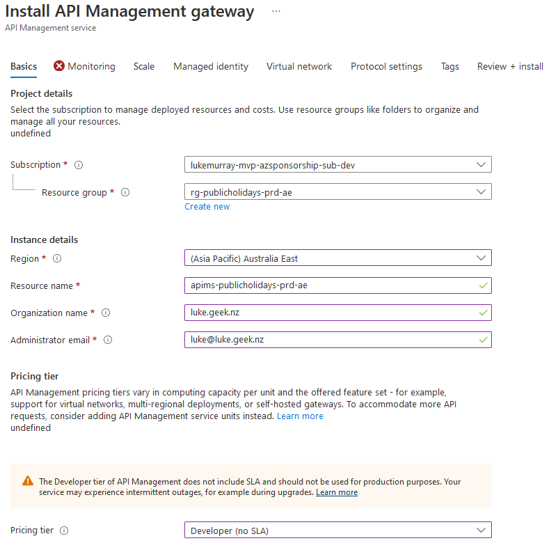 Create Azure API Management