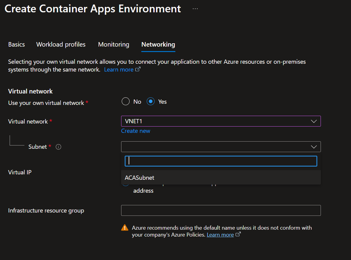 Azure Container Apps - ACASubnet