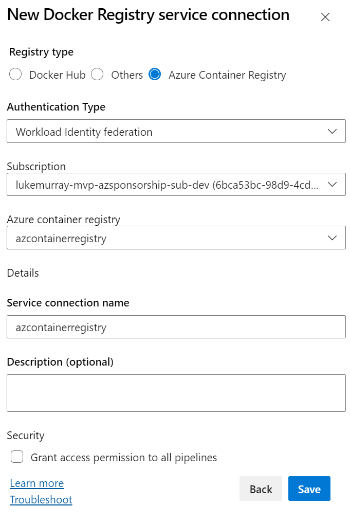 Create Service Connection