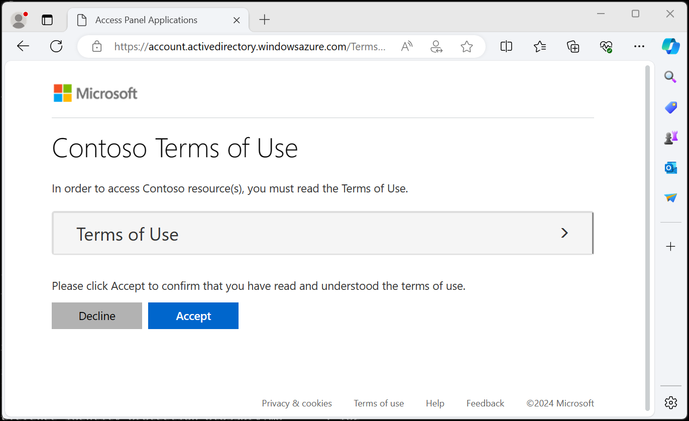 Microsoft Entra - Terms of use