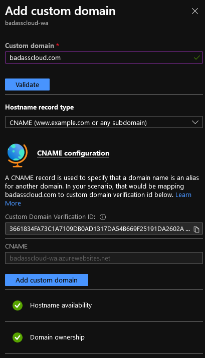 Azure - Add Custom Domain
