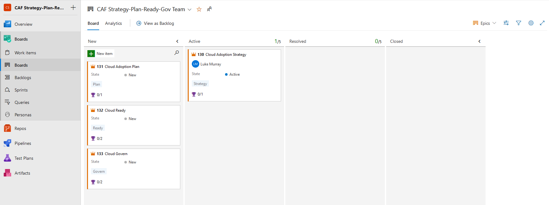 Azure DevOps - Kanban