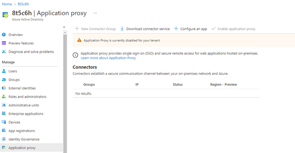 Azure Portal - Application Proxy