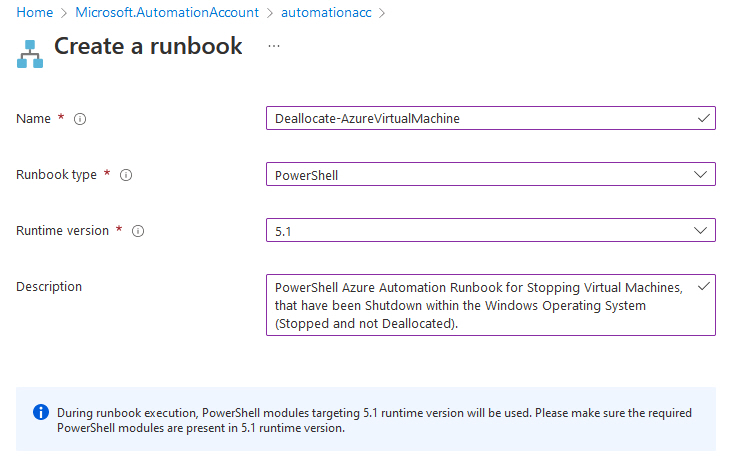 Create Azure Runbook