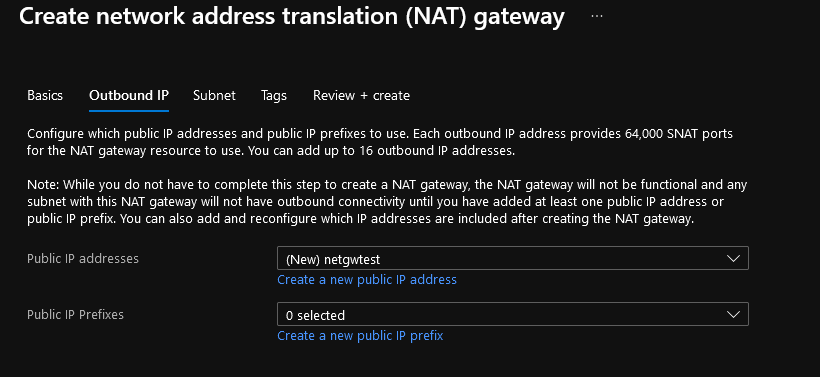 Create Azure NAT Gateway