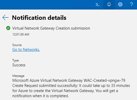 Windows Admin Center - Notification