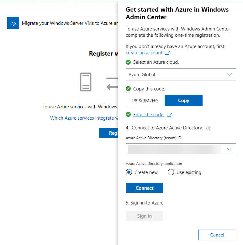 Windows Admin Center - Azure Application/Service Principal Setup